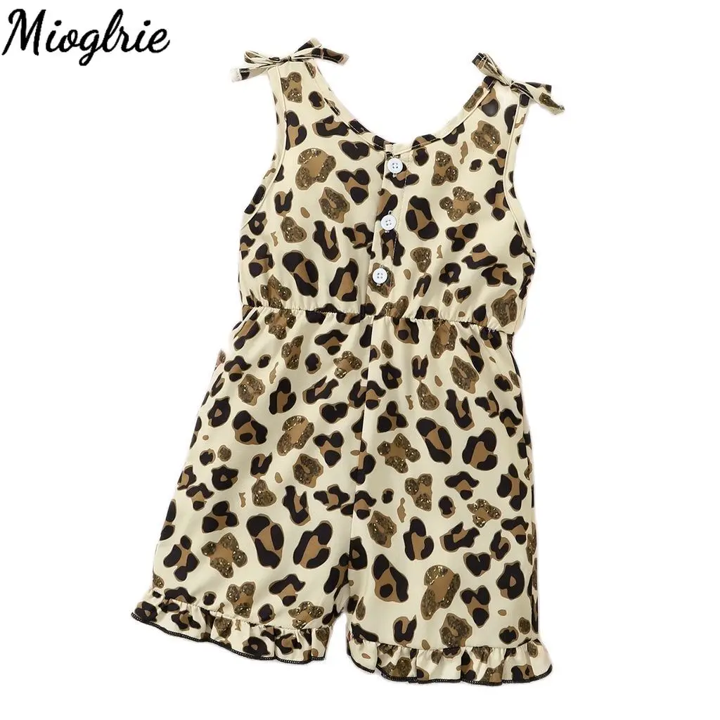 

Toddler Baby Girl Clothing 1-6Y Kids Girls Sling Leopard Print Jumpsuit Summer Romper Clothes Children Girl Fashion Outfit