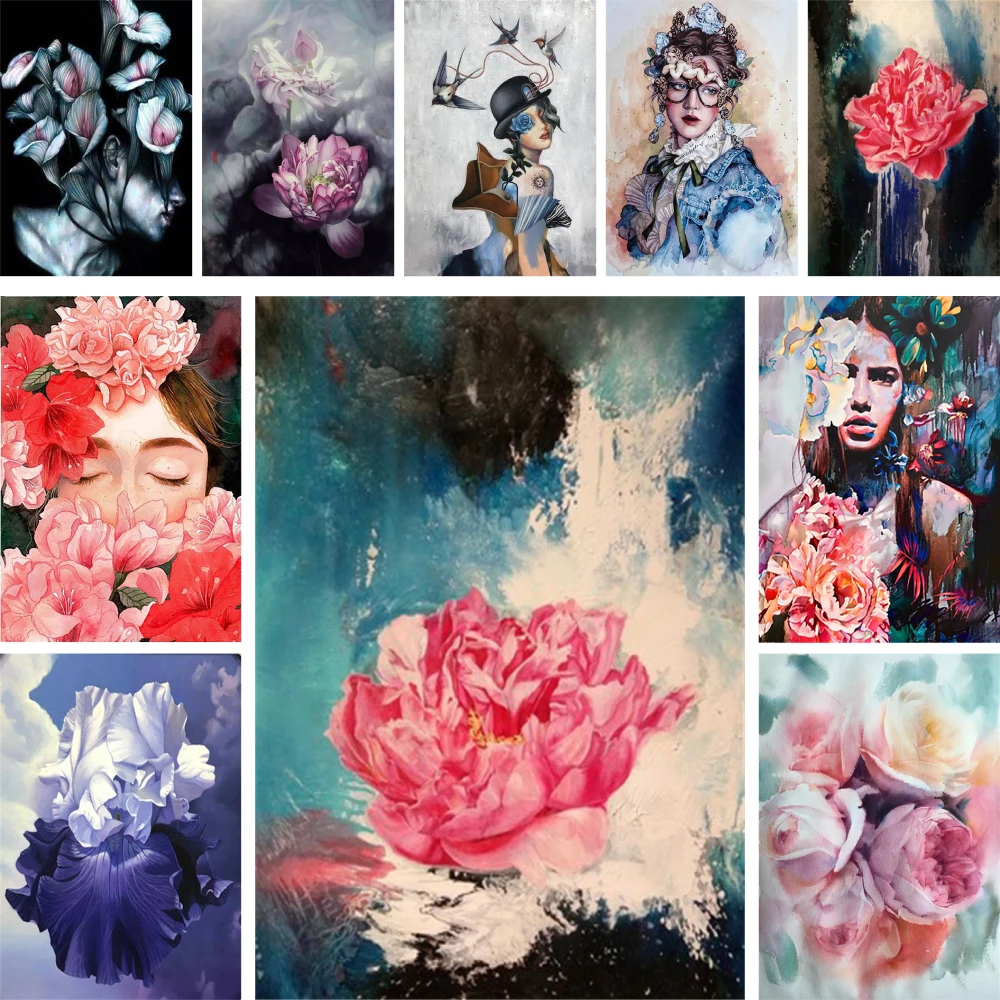 

Женский комплект для вышивки крестиком 11CT с цветочным принтом