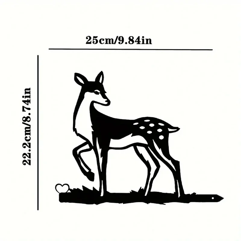 Силуэт Пятнистого Оленя Металлическое Настенное Искусство - Стальной Садовый