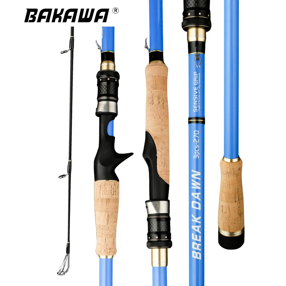 

BAKAWA Fishing Lure Rod Spinning Casting Travel 3 Section Pesca Carbon Fiber Pole 2.1M 2.4M 2.7M 3.0M Carp Sea Saltwater Tackle