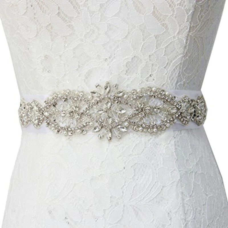 JLZXSY Handmade Wedding Bridal Sash Belt Crystal Pearl Formal Dress Waist | Аксессуары для одежды