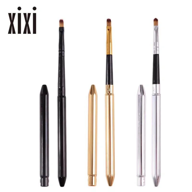 

NEW2023 10psc Gold Silver Metal Handle Lip Makeup Brush Portable Retractable Adjustable Lipstick Brush With Cap Cosmetic Tool Wh