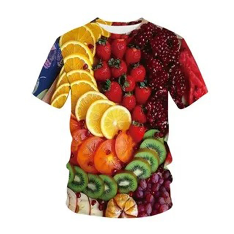 

Summer Fruit Dessert Printing New Men's And Women's Round Neck Short Sleeve Casual Hip Hop Loose Fashion Comfortable T-shirt Top