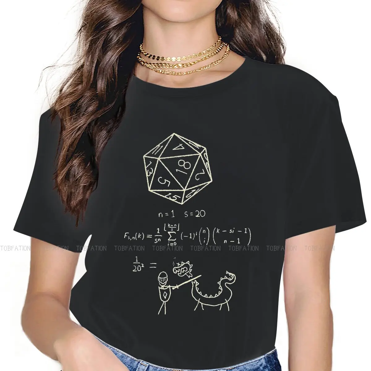 

The Science of 20 Sided Dice Women Tshirts DnD Game Gothic Vintage Female Clothing Big size Cotton Graphic Streetwear