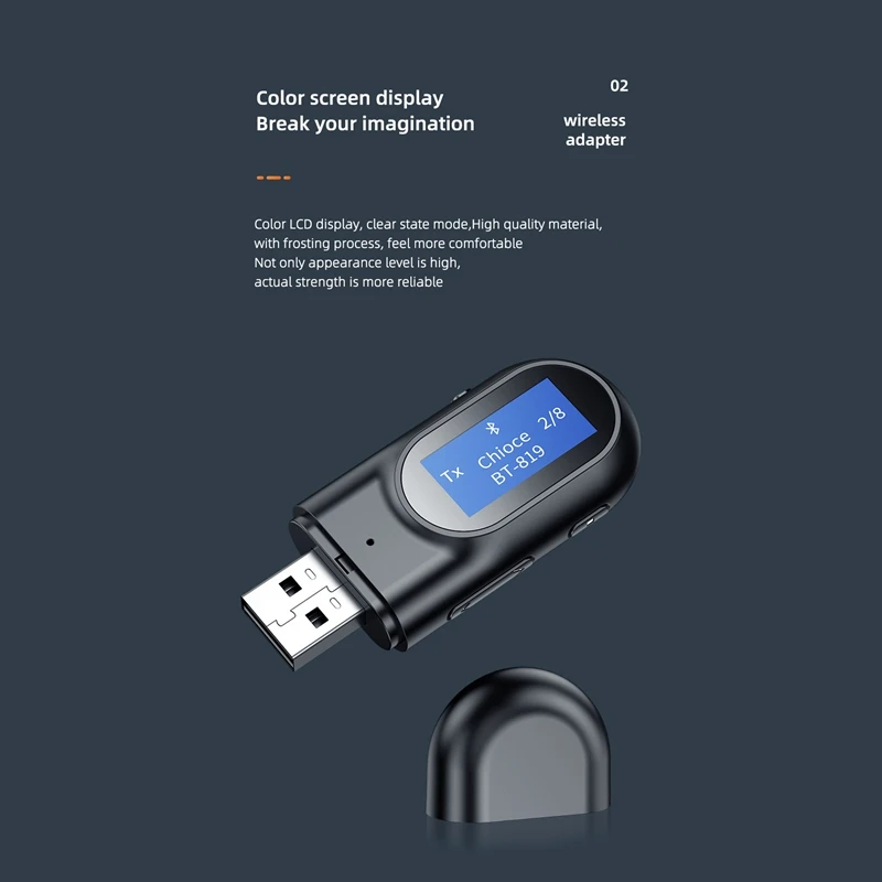 2 в 1 Bluetooth 5 0 аудио передатчик приемник ЖК-дисплей 3 мм AUX USB беспроводной адаптер