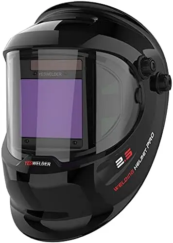 

Large Viewing True Color Solar Powered Auto Darkening Welding Helmet with SIDE VIEW, 4 Arc Sensor Wide Shade 4/5-9/9-13 Welder M