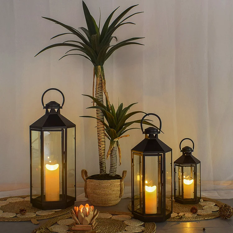

European Style Candle Holder Glass Metal Garden Large Windproof Candle Holders Elegant Simple Outdoor Bougeoir Home Decor DG50ZT