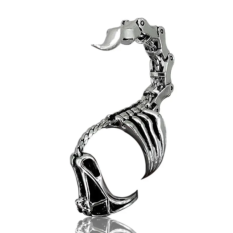 Men Scorpion Ring Heavy Rock Punk Joint Rings Vintage Cool Gothic Scroll Armor Knuckle Metal Rock Full Finger Rings Jewelry Gift images - 6