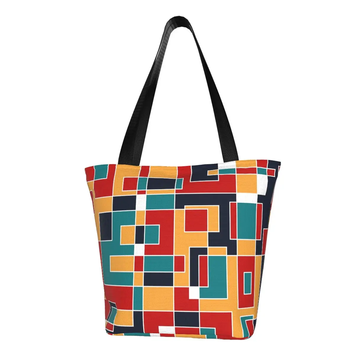

De Stijl Shopper Bag Mod Mondrian Handbags Ladies Print Tote Bag Aesthetic Cloth Work Beach Bag