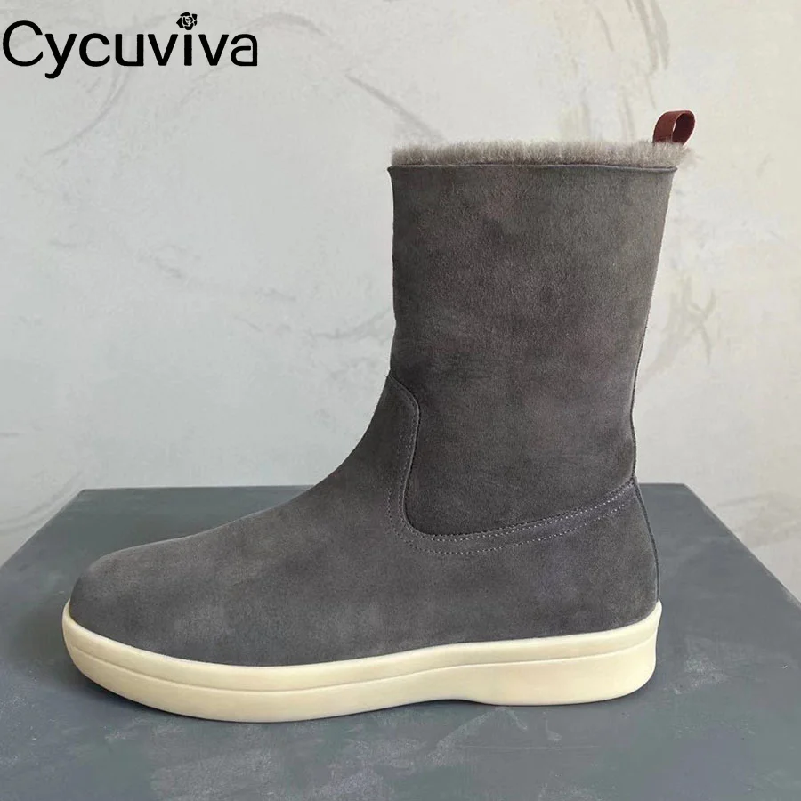 

Женские замшевые ботинки на толстой подошве, с круглым носком, на молнии сбоку