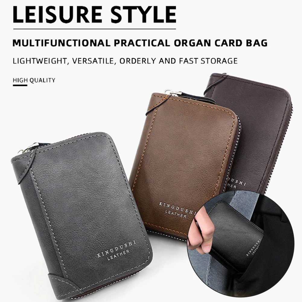 

Fashion Pu Leather Wallet Men Card Holder With Zipper Multi-layer Practical Design For Daily Life Male Business Bag カードケース