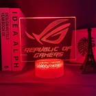 3D лампы с логотипом ROG в игровом стиле, светодиодные RGB ночные светильники, крутой неоновый подарок на день рождения для друга, кровати, игровой комнаты, стола, красочное украшение