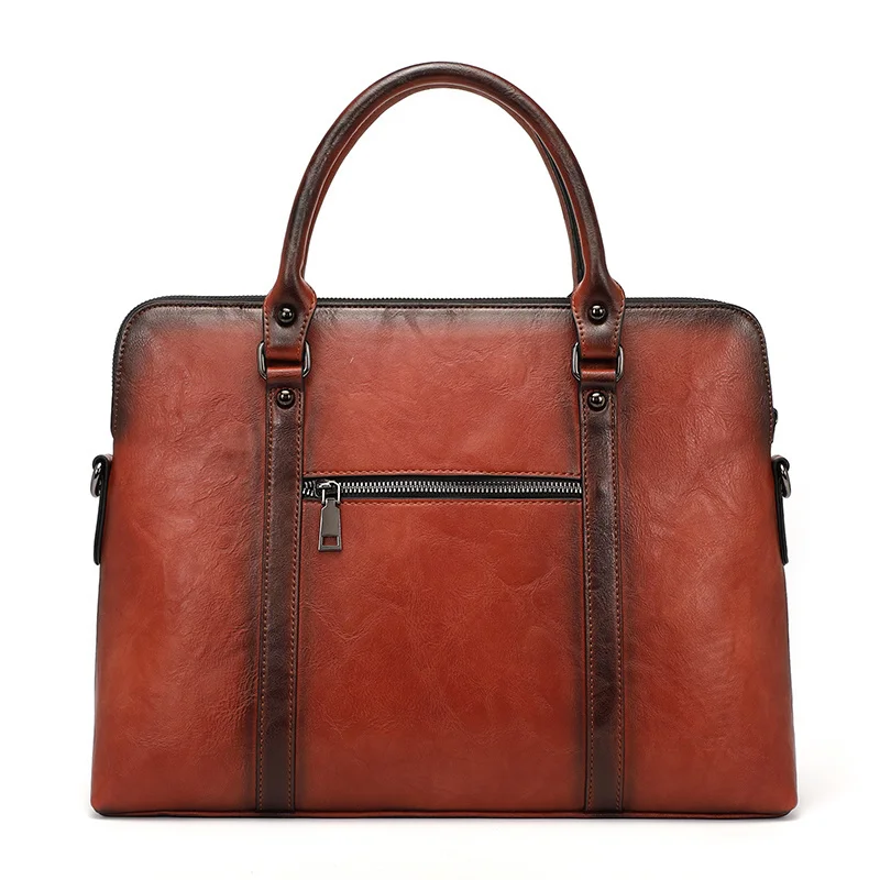 

Женская кожаная сумка, вместительные винтажные сумки через плечо, женский ретро портфель с тиснением для 14-дюймового ноутбука