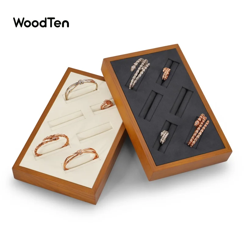 

Ciyye 6/12 Grids Wooden Bracelet Display Stand Rings Organizer Tray 35*24*3.5cm Jewelry Display Stands Customized