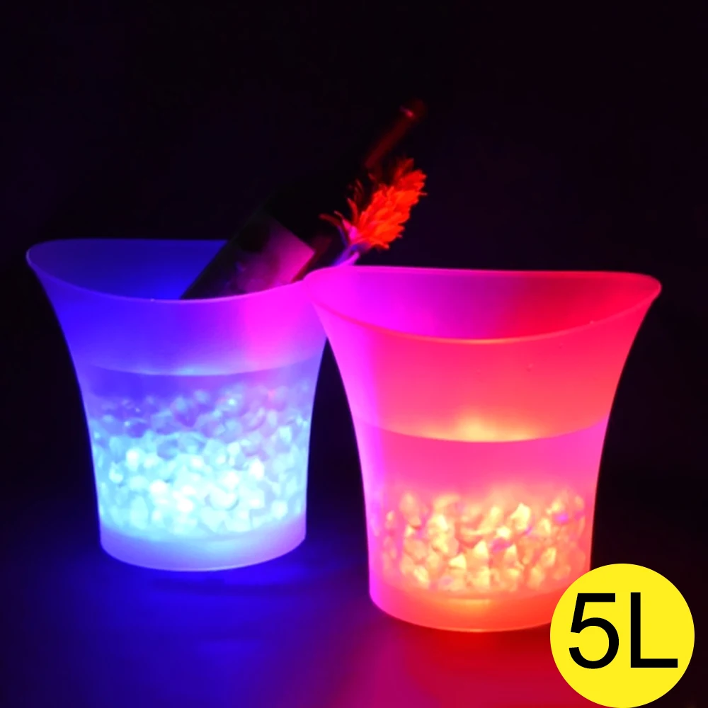 

Champagne Beer Bucket 4 Color LED 5L Bars Night Party LED Light Up New Waterproof Plastic LED Ice Bucket Bars Nightclubs