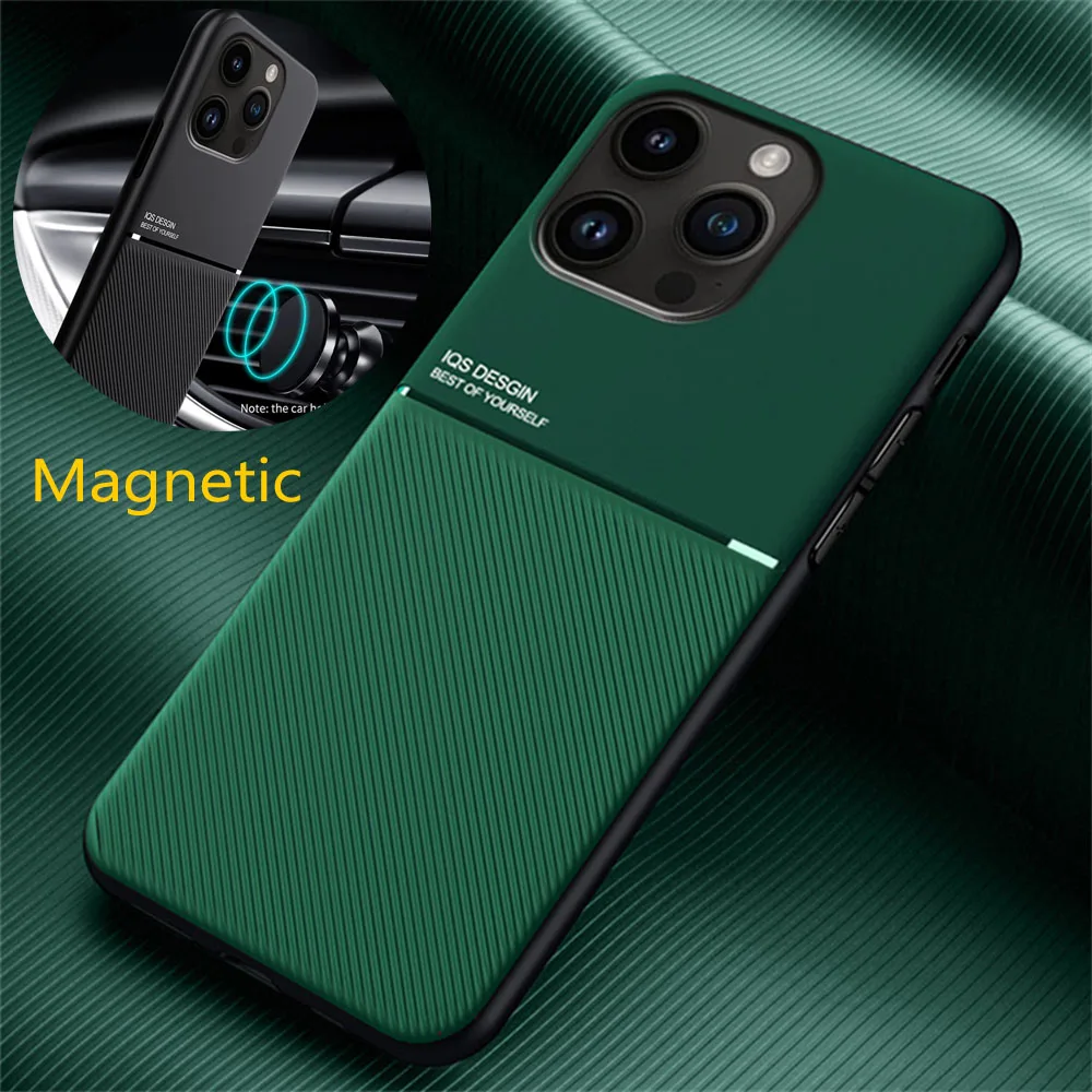 

Shockproof Magnetic Car Phone Case for iPhone 14 11 12 13 Pro Max XR XS Mini 6s 7 8 Plus Leather Built-in Magnet Soft TPU Cover