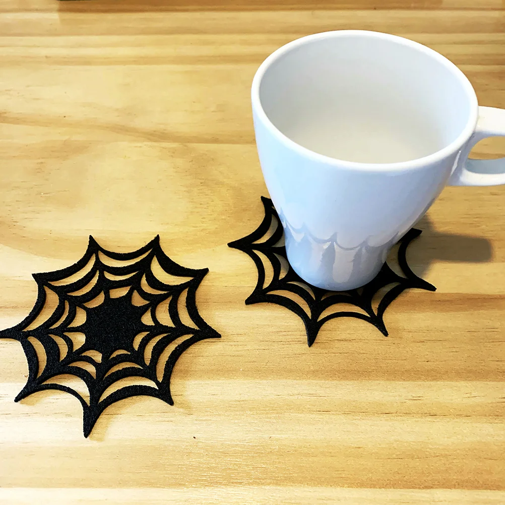 

Coasters Placemats Spider Web Tablemats Set Mat Placematdrink Coaster Drinks Black Place Cup Decor 6 Felt Decorations 4 Pad