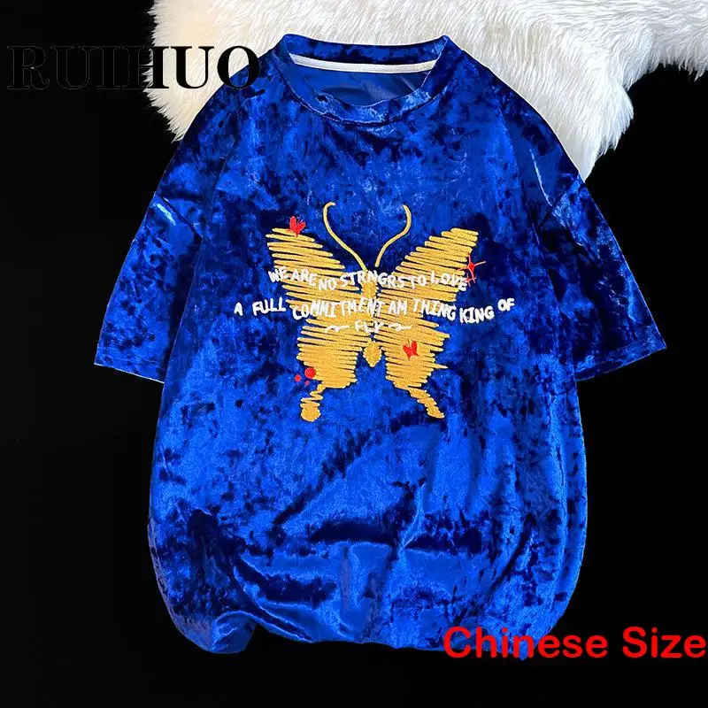 

RUIHUO Ice Silk Printed Sale Clothes Basketball Crop T-shirt Men Clothing Men's T-shirts Man Tops Harajuku 3XL 2023 Summer