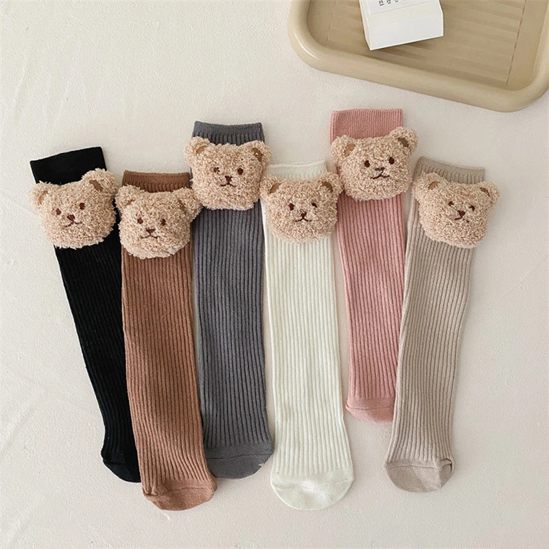 

Baby Socks New Kids Toddler Boys Knee High Long Soft Cotton Cute Bear Children Socks Baby Girl Socks 2-8 Years Winter Clothes