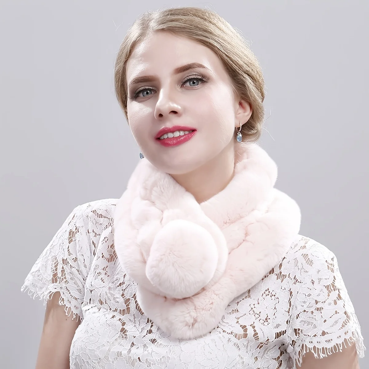 Женский шарф из искусственного кроличьего меха зимний теплый шейный платок