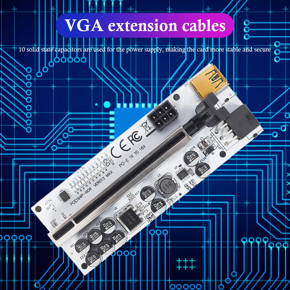 

VODOOL VER012 Max PCI-E Riser PCI Express 1x 16x Multiplier Extension Cable for Graphics Card USB 3.0 Extender W/ LED Indicator
