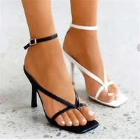 zrack summer sandals women 2022 new luxury brand fashion high heel big size 43 square toe buckle femme shoes black sandalias