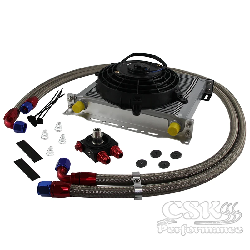 

Комплект сэндвич-пластин AN10 34 ряда с термостатом для масляного радиатора 85 градусов + комплект с вентилятором 7 дюймов