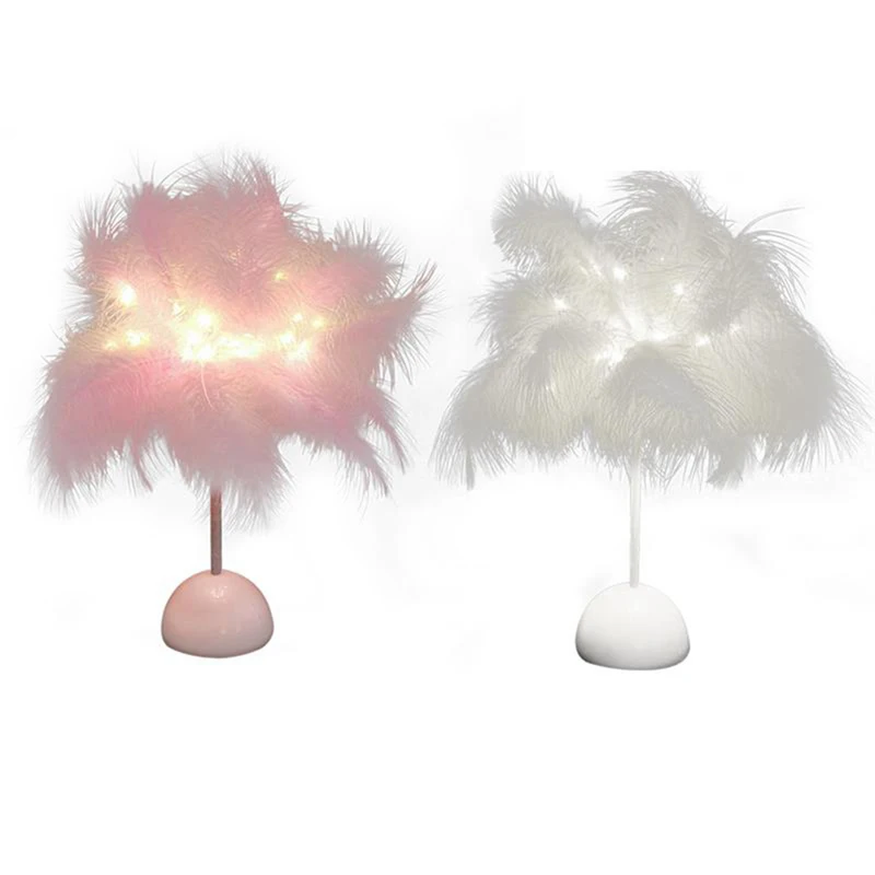 

Хит продаж, ночсветильник с HG-Feather, светодиодная сказочная лампа, настольная лампа для дома, гостиной, детской, спальни, настольный ночсветил...