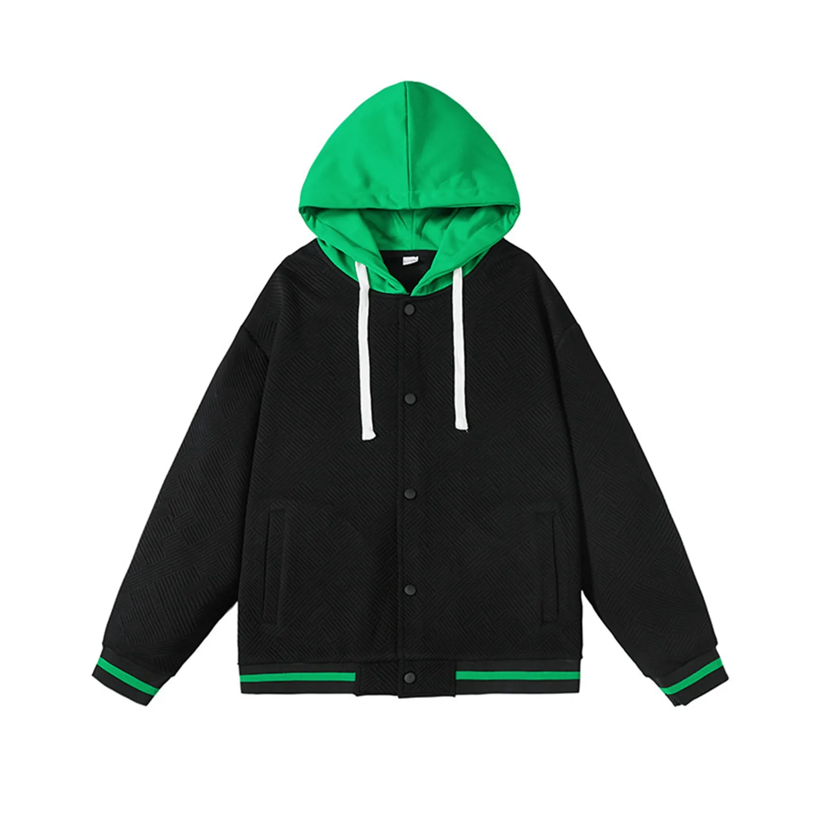 

2023 Autumn Winter New Trend Knit Casual Fashion Drawstring Hoodie For Men Oversize Button Cardigan Top Pocket Long-Sleeve Tunic