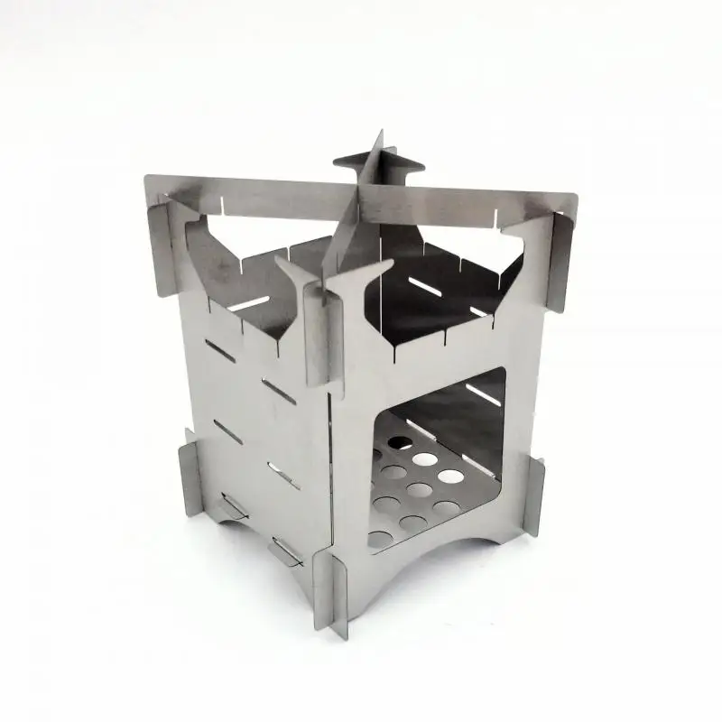 

Outdoor Camping Stainless Steel Folding Wood Stove Durable Portable Picnic Mini Stove for Field Hiking Exploration 12.7X10X10Cm