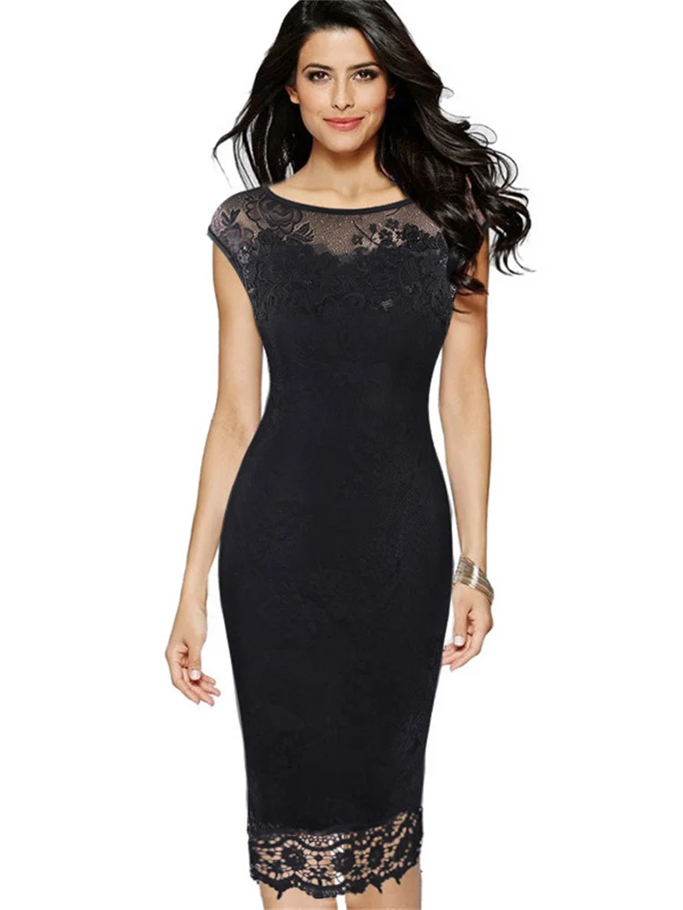 

Retro Plus Size Lace Embroidered Dress Dress 2022 New Fashion Sexy Pencil Dress Solid Color Women Clothing Casual Women Dresses