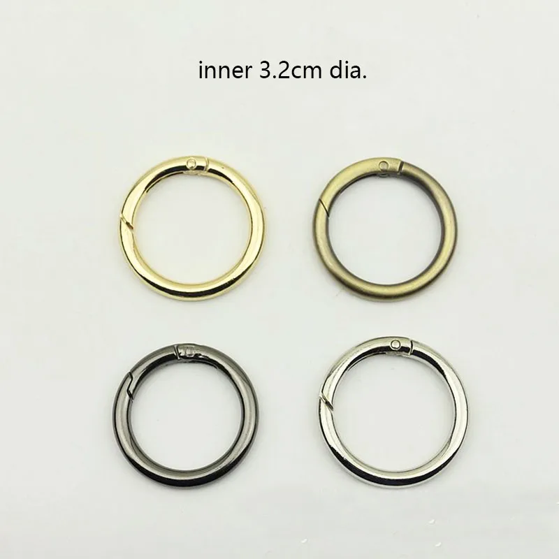50pcs 15-38mm Metal Spring O Rings Buckle Openable Key Ring Round Hook DIY Bag Belt Strap Chain Buckles Snap Clasp Leather Craft