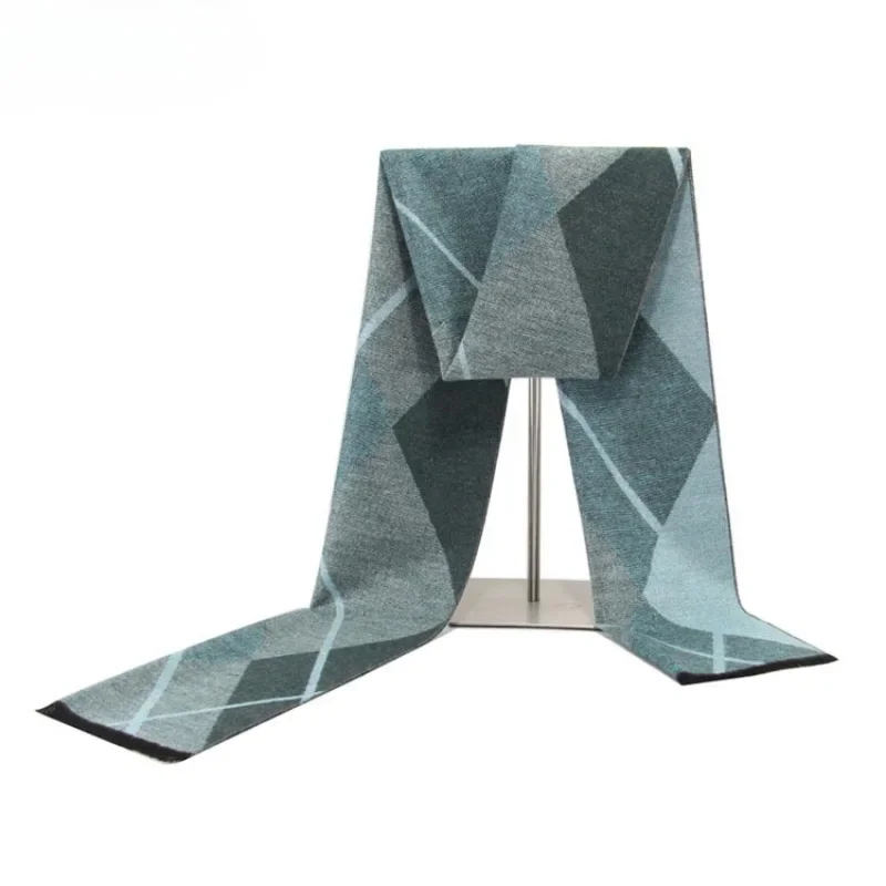 Зимний термошарф в клетку элитный деловой мужской шарф модный шарф.