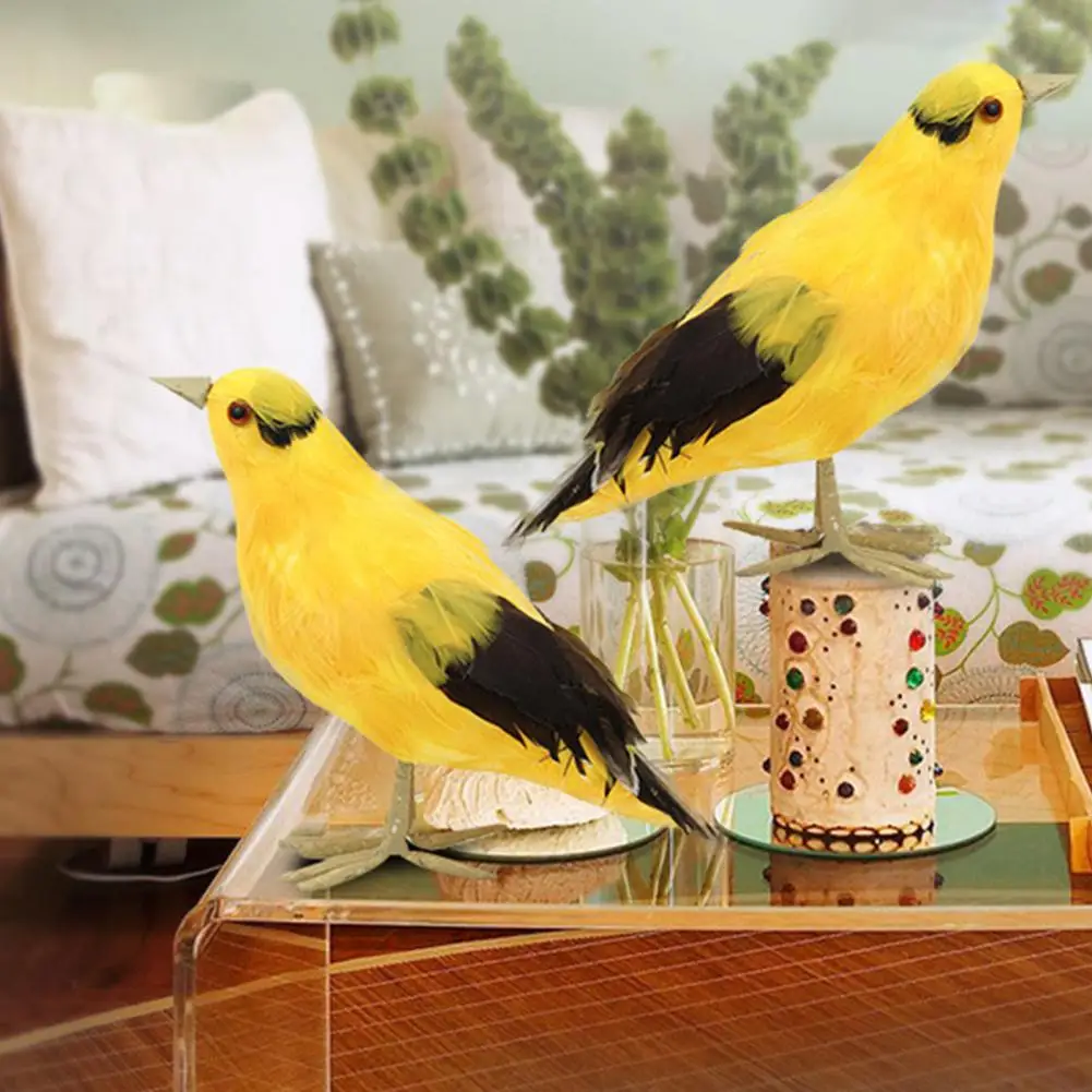 

Fashion Simulation Oriole Statue Eco-friendly Bird Figurine Real Feather Attachment Decorative