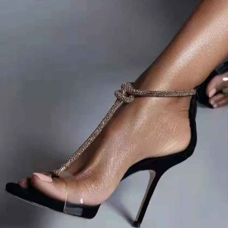 

New 2022 Woman High-heeled Shoes Brand Design Decoration Fashion Sandals Woman Pumps Pointed Stiletto Sexy Sandalias Mujer