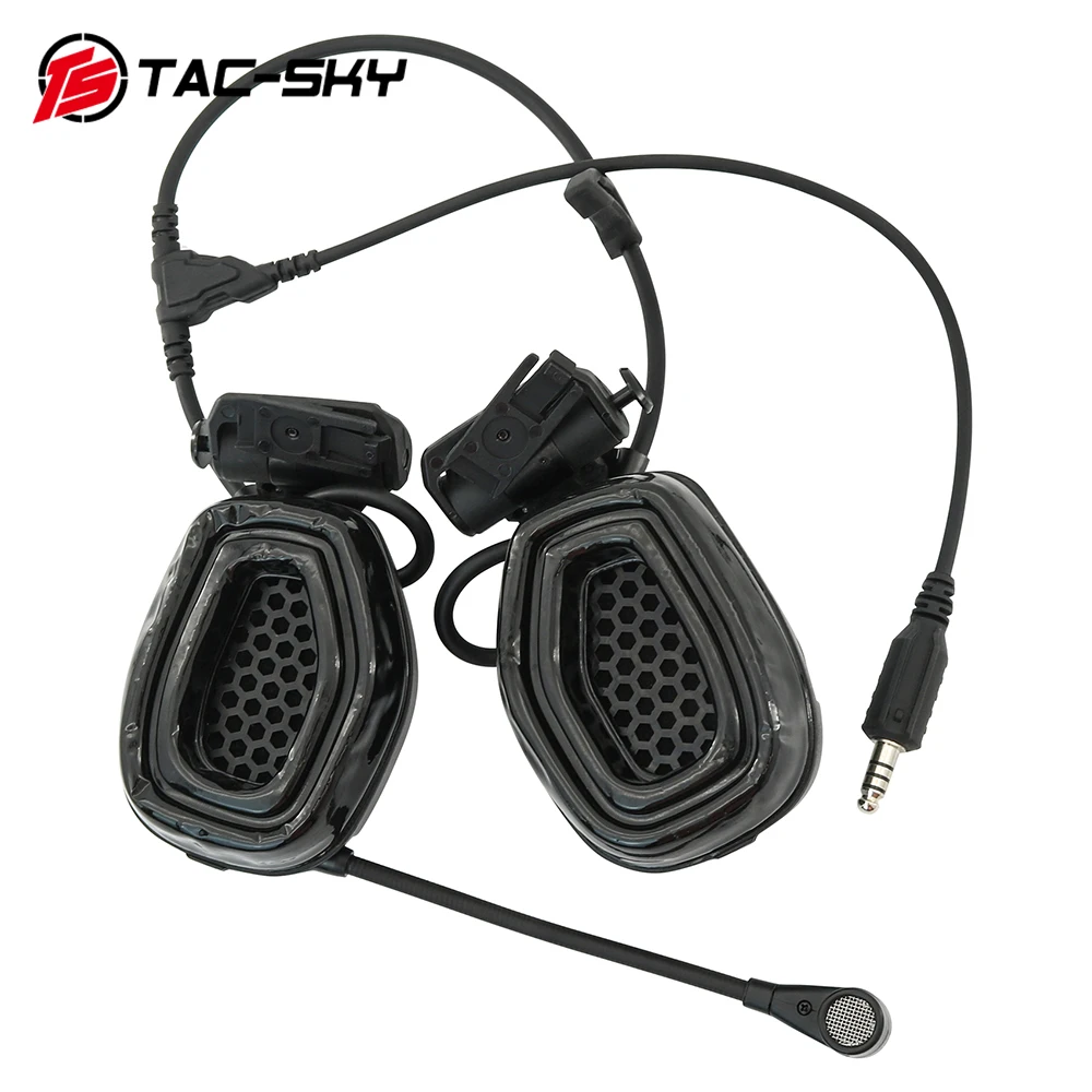 TS TAC-SKY Tactical Electronic Noise Cancelling Silicone Over-Ear RAC Headset with Tactical ARC Rail Adapter Fast Helme