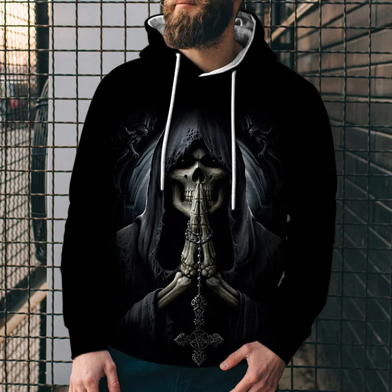 

Autumn black war male hoodies 3d funny impression skull hoodie with hoodie streetwear harajuku pullover hoodie hip hop jacket