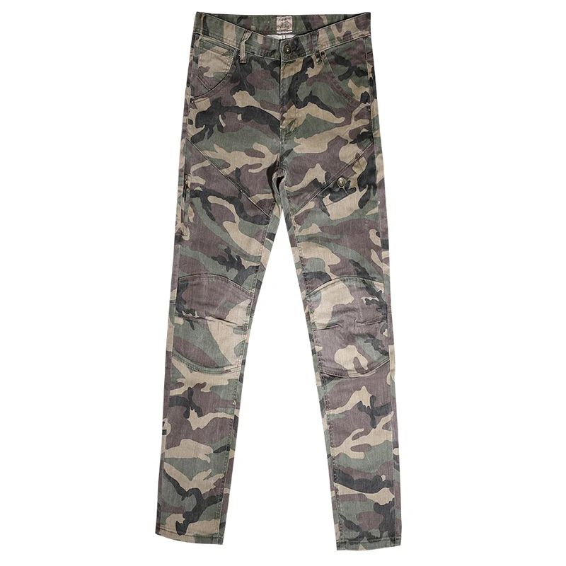 Fashion Streetwear Men Jeans Spliced Designer Stretch Slim Fit Biker Jeans Homme Hip Hop Pants Men Camouflage Military Trousers