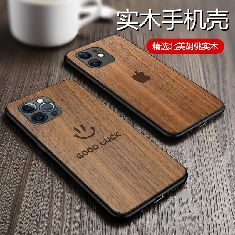 Чехол-накладка из Натурального Орехового дерева для IPhone 11 12 13 Pro Max Mini XS X XR 7 8 6 6S Plus