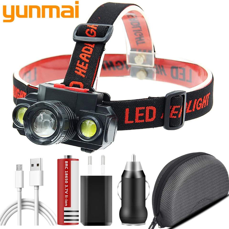 

COB Headlamp XP-G Q5 Zoom Led Headlight Rechargeable 18650 Battery Head Flashlight Lamp For Camping Fishing Hiking Torch Light