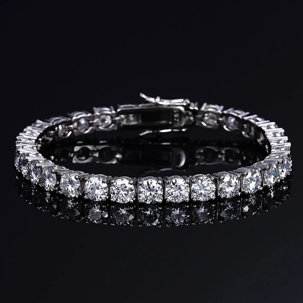 3-5mm Moissanite Tennis Chain Bracelet Real Diamond S925 Silver Jewelry For Women Wedding Party With GRA Free Shipping