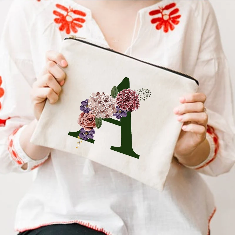 

Initial Printed Women's Wallet Travel Toiletries Organizer Storage Bag Beauty Cosmetic Bag Portable Cosmetic Bag