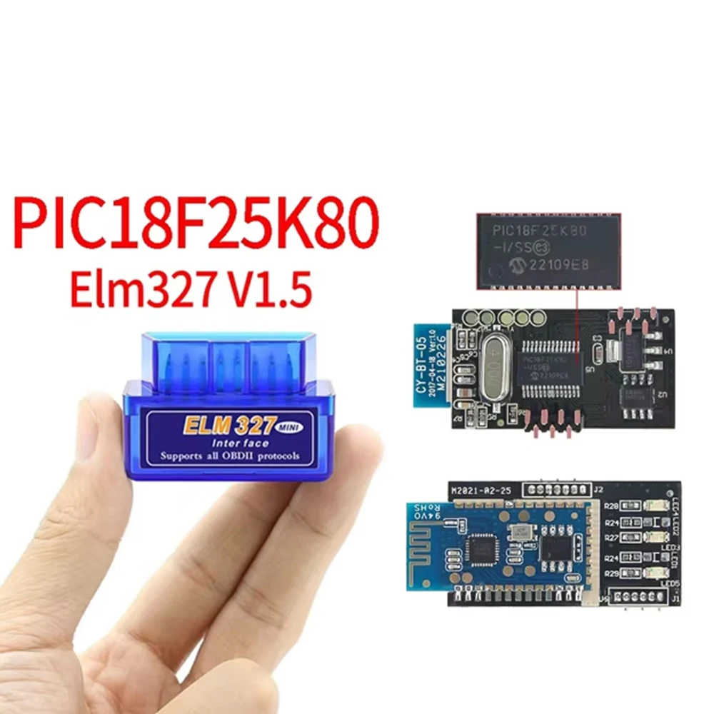 Супер мини ELM327 Bluetooth V1.5 с двойным Pic18f25k80 WIFI ELM 327 OBD2 сканер универсальный