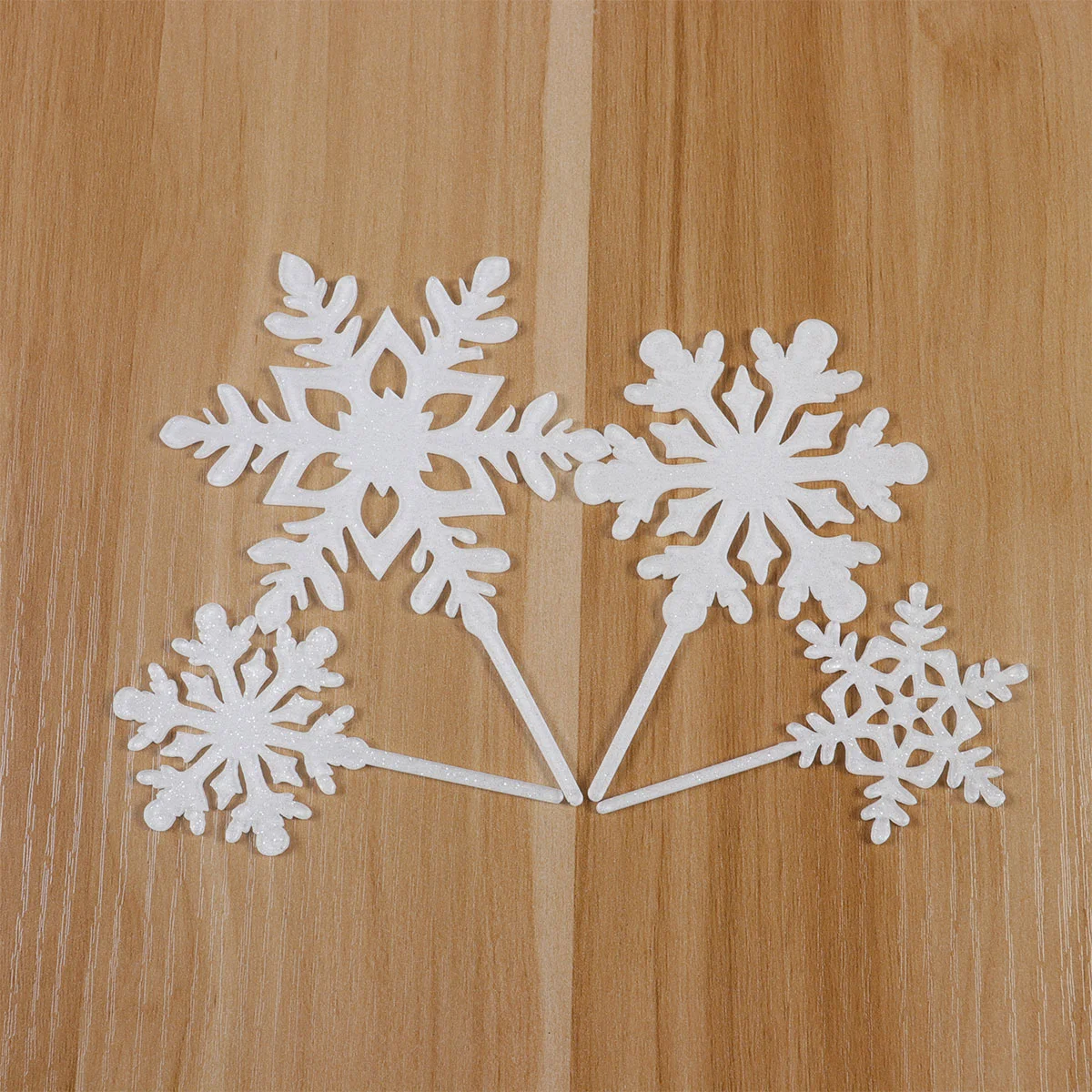 

12PCS Christmas Cake Decor Ornaments Snowflake Cupcake Toppers Picks for New Year Party )