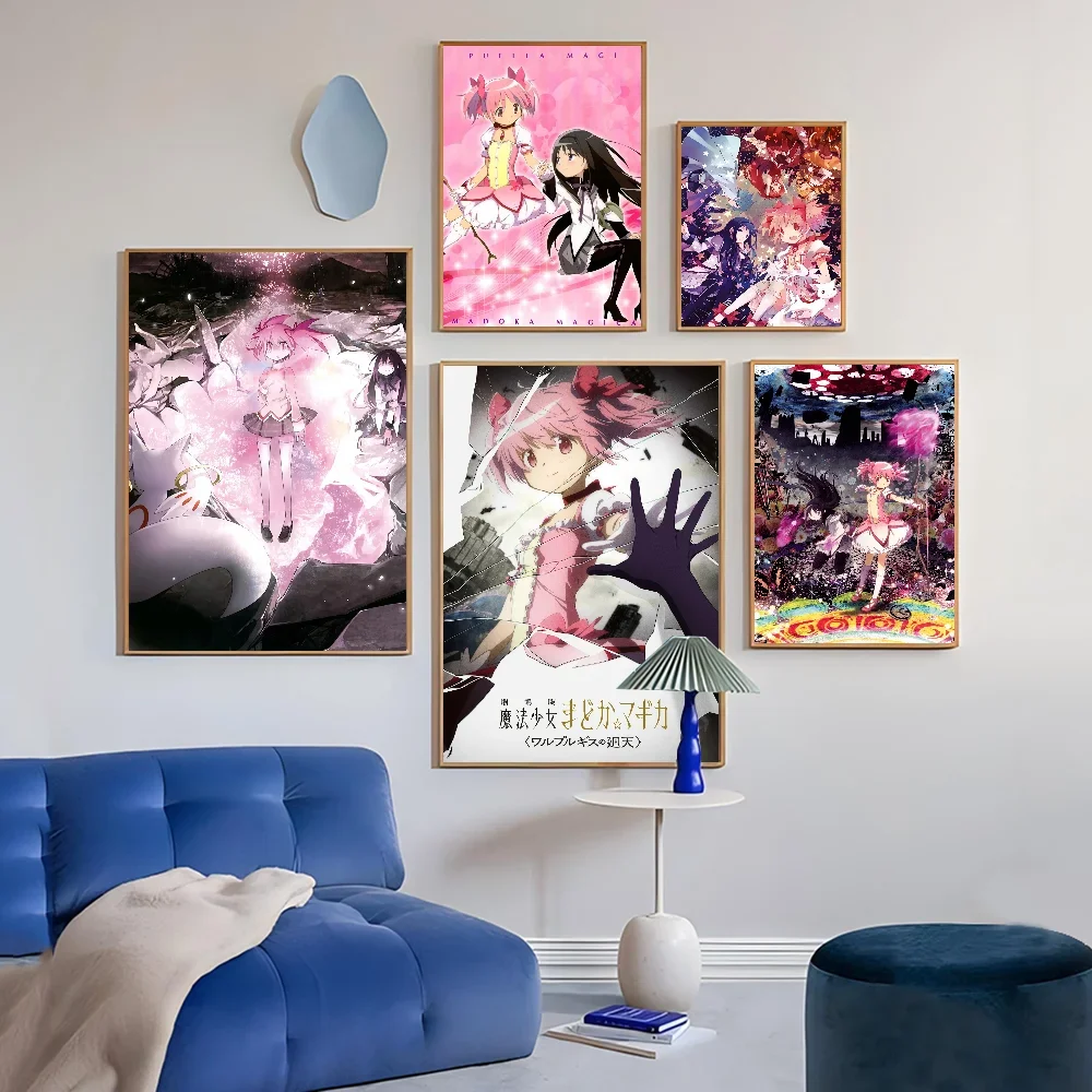Puella Magi Madoka Magica Плакат Настенная Художественная Наклейка HD Качество Ретро