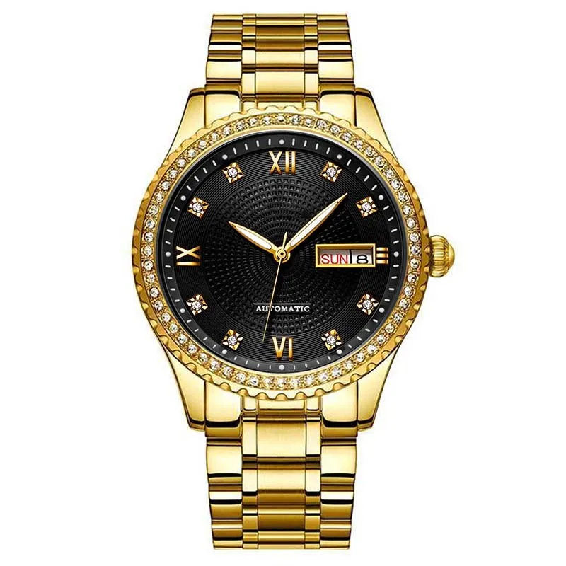 Couple Luminous Calendar Steel Band Clock, Waterproof Diamond Inlaid Luxury Dial, Men And Women Quality Gift Watch