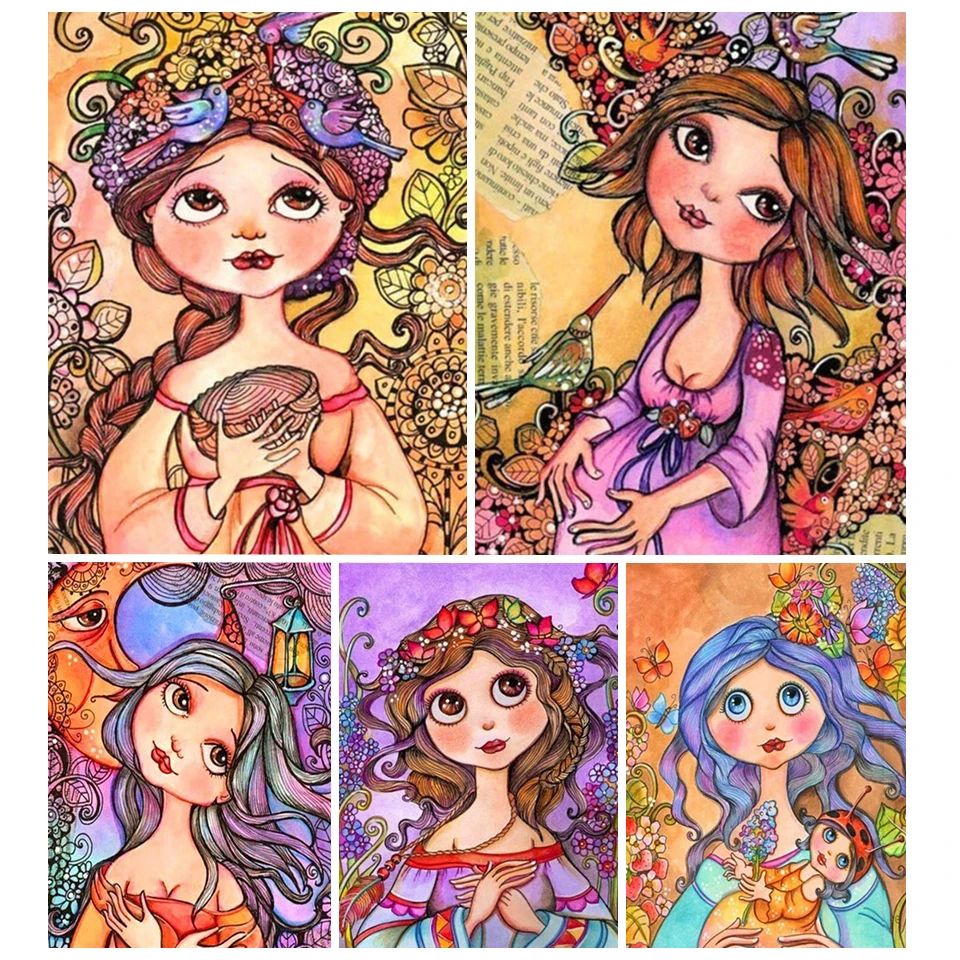 

Алмазная живопись 5D «сделай сам», мультяшная девушка, набор для вышивки крестиком, Ручная инкрустация, подарки, домашняя настенная комната для девочек, художественное украшение