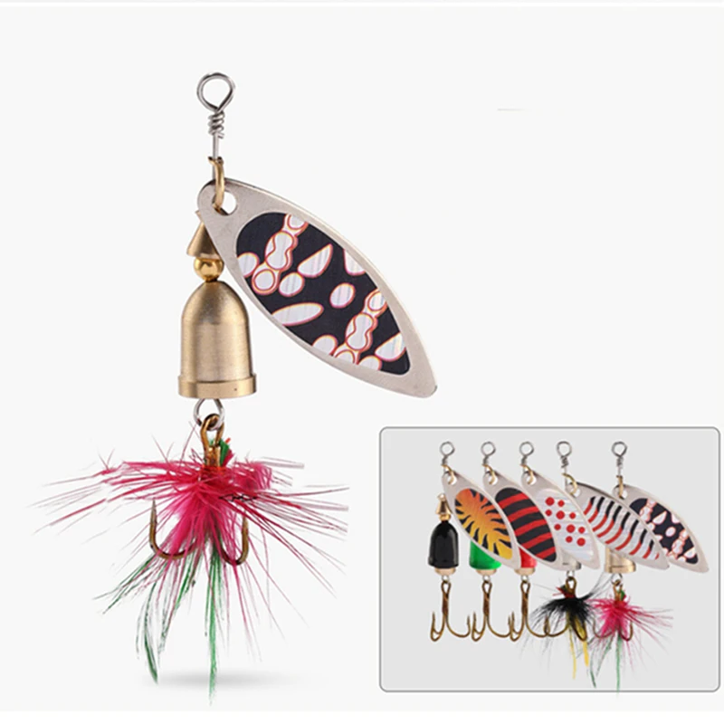 

5 шт./кор. вращающаяся металлическая рыболовная приманка, набор тонущих спиннингов, тройной крючок, тройная приманка, Вибрирующая троллинго...