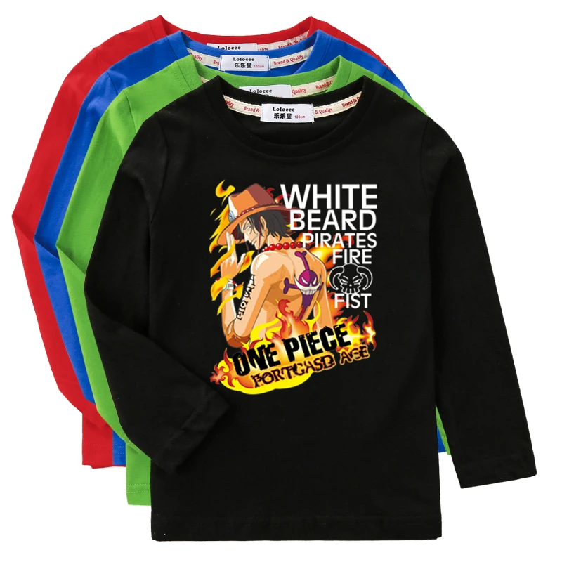 

3T-14T Kids Long Sleeved Clothes Anime T-shirt Boys Teenagers Aca Shirt Roronoa Zoro Cotton Costume Tops