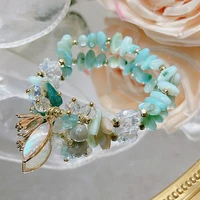 2022 new arrival pink white blue green flower natural irregular shells crystal beaded bracelets for women fashion jewelry